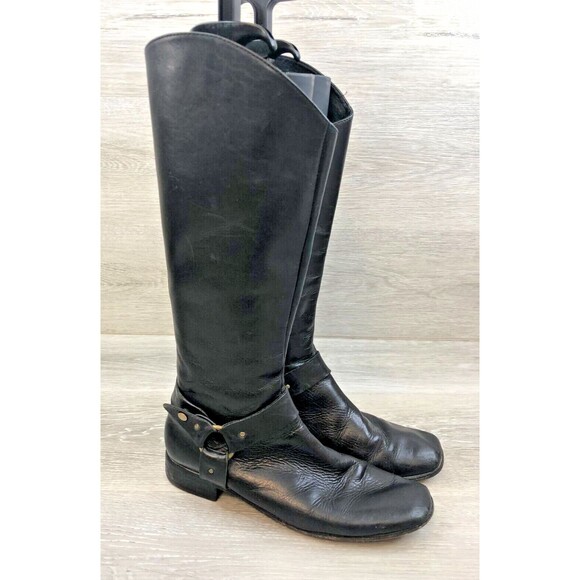 CHARLES DAVID Shoes - Charles David Women's US 8B Black Leather Back Zipper Square Toe Riding Boot